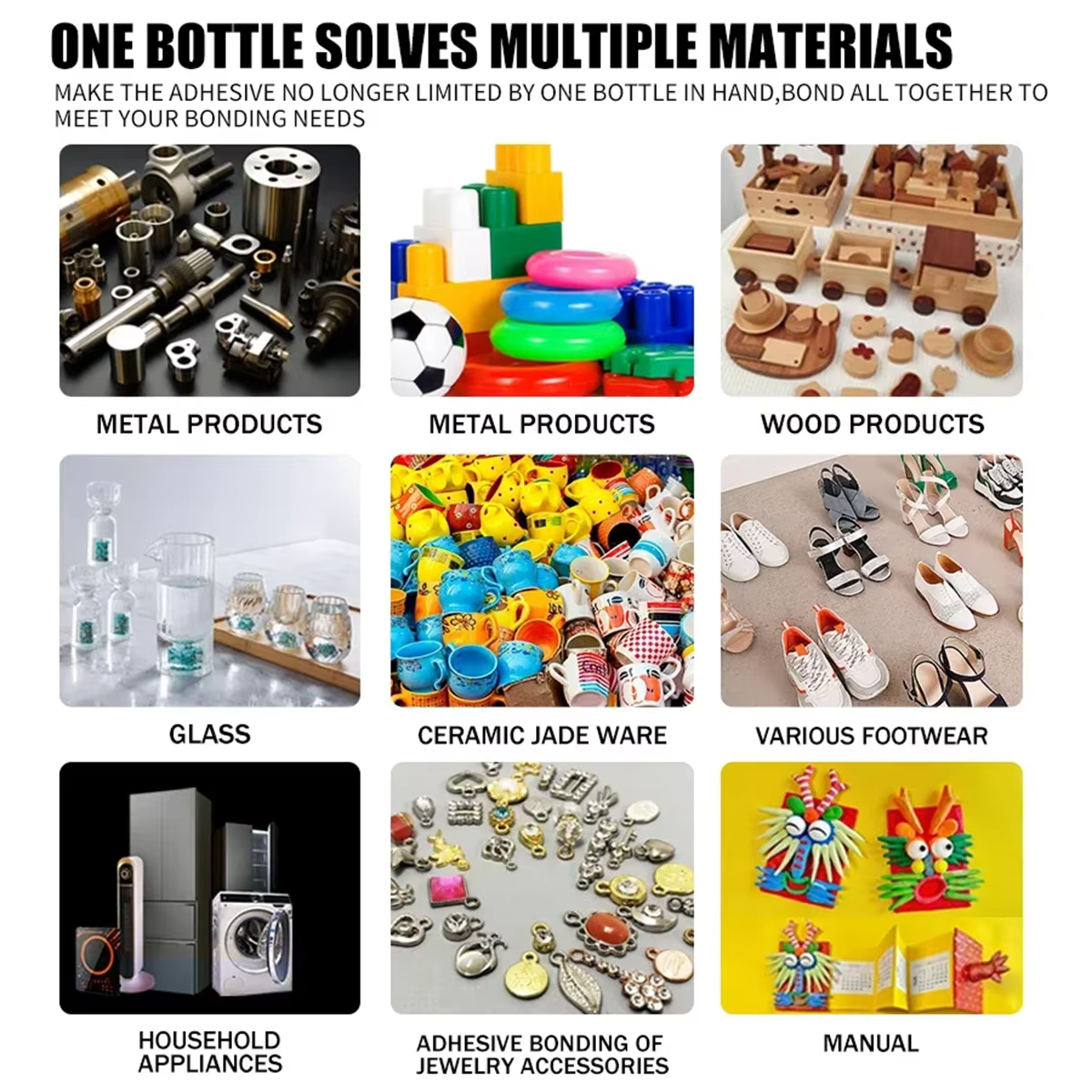Colle de soudure à base d'huile haute résistance50G - Colle de soudure universelle à base d'huile adaptée à la résine, à la céramique, au métal, au verre, au plastique et au bois, équipée d'un disposi