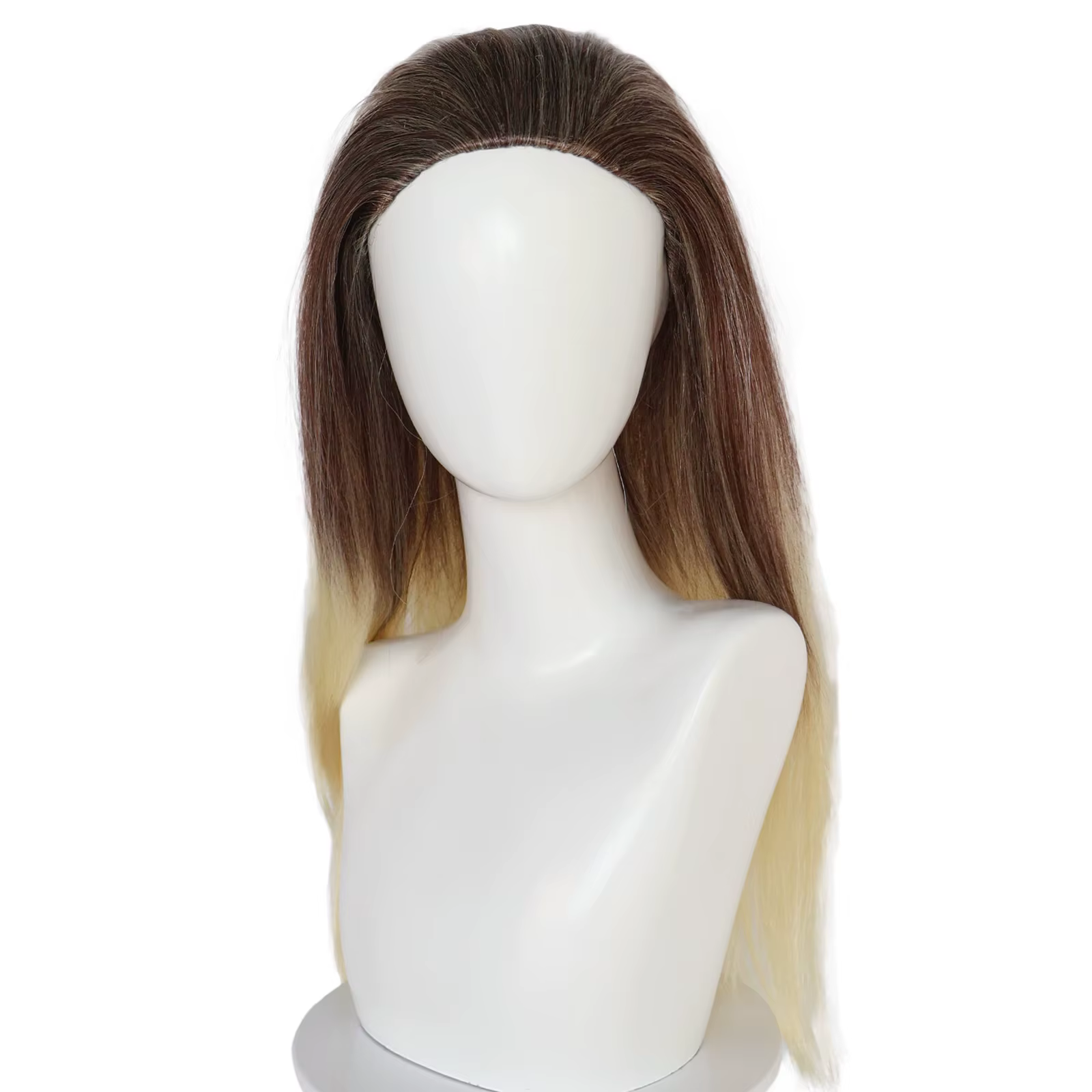 Perruque longue et droite ombrée brun-blond