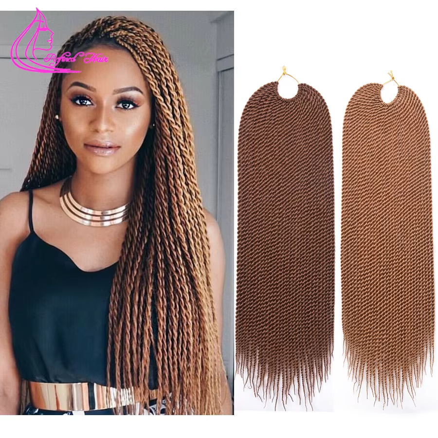 Cheveux raffinés synthétiques petites tresses au Crochet tresse torsadée sénégalaise 30 racines/pièce Extensions