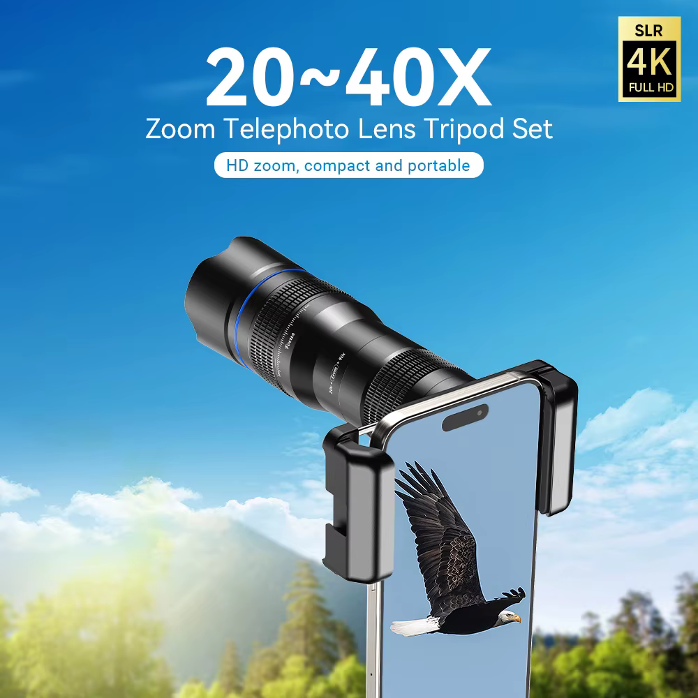 APEXEL Nouveau Téléobjectif Zoom HD 20x-40x Amélioré en Option pour Appareil Photo de Téléphone, Compatible avec Samsung, iPhone, Xiaomi et Tous les Smartphones