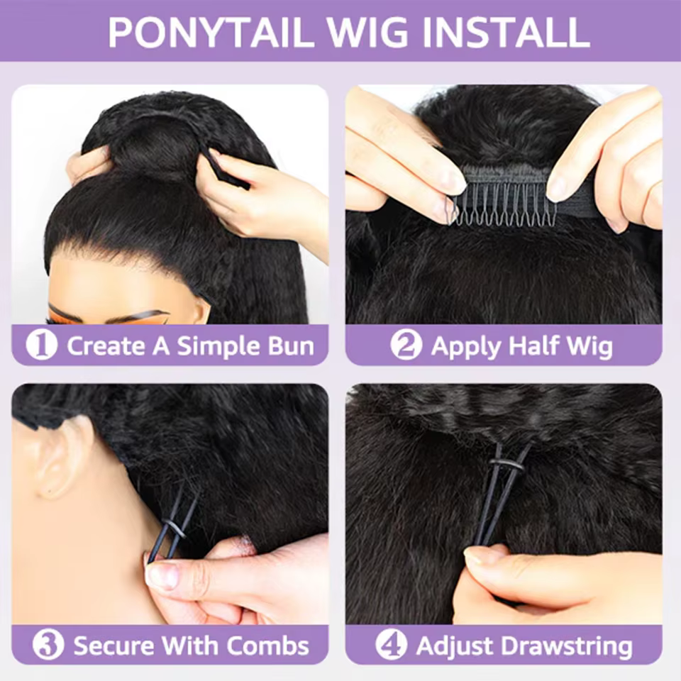 Demi-perruque cheveux humains bandeau droit
