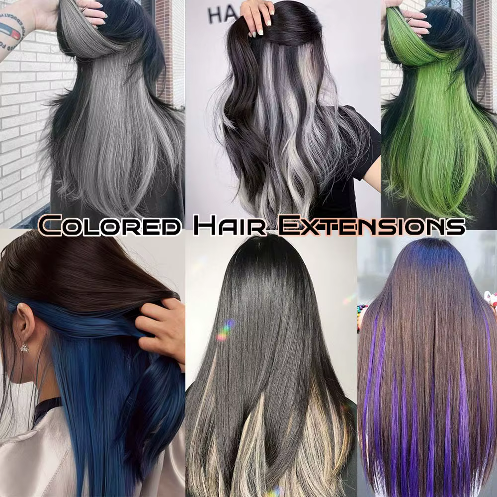 Extension de cheveux à clips colorée de 22 pouces pour femmes