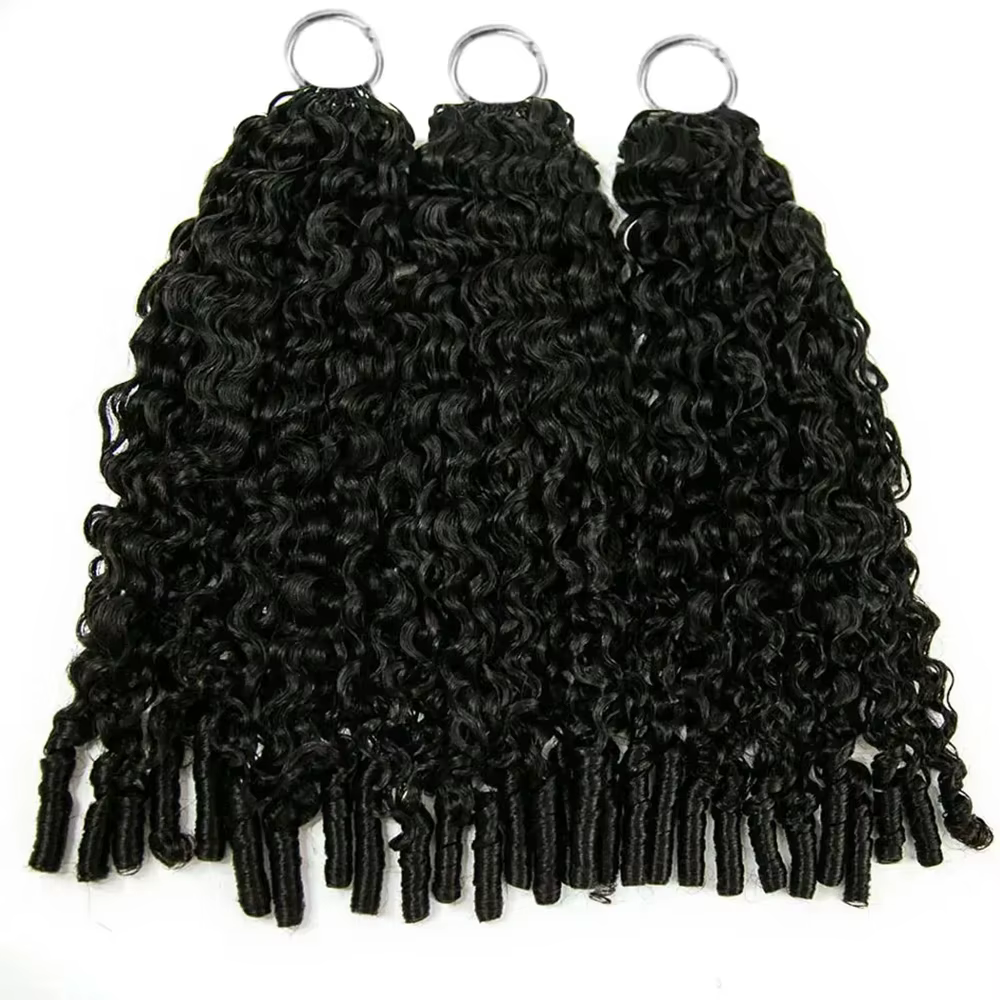 Extension de cheveux humains au Crochet bouclés profond de 3ème génération avec extrémité coily tresses Boho