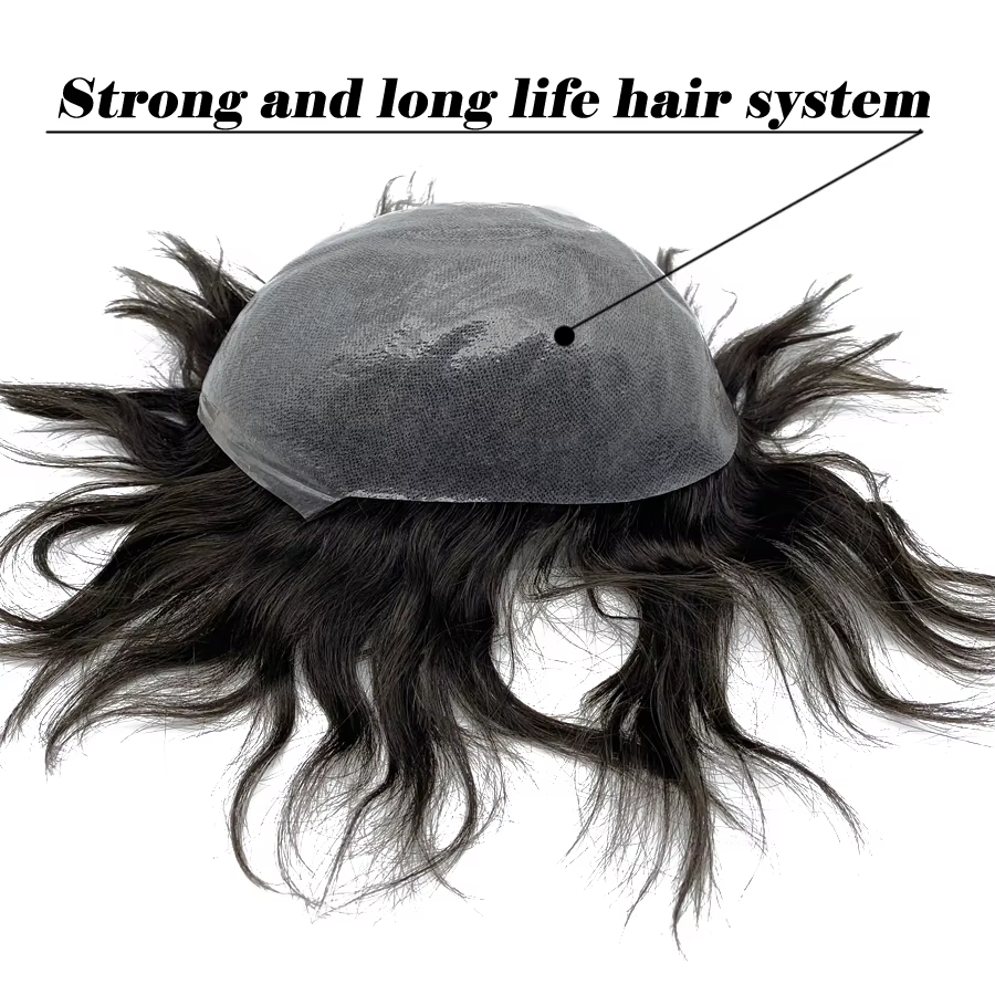 Toupet hommes capillaire prothèse perruque homme 0.06mm peau complète réel cheveux humains perruques courtes morceau