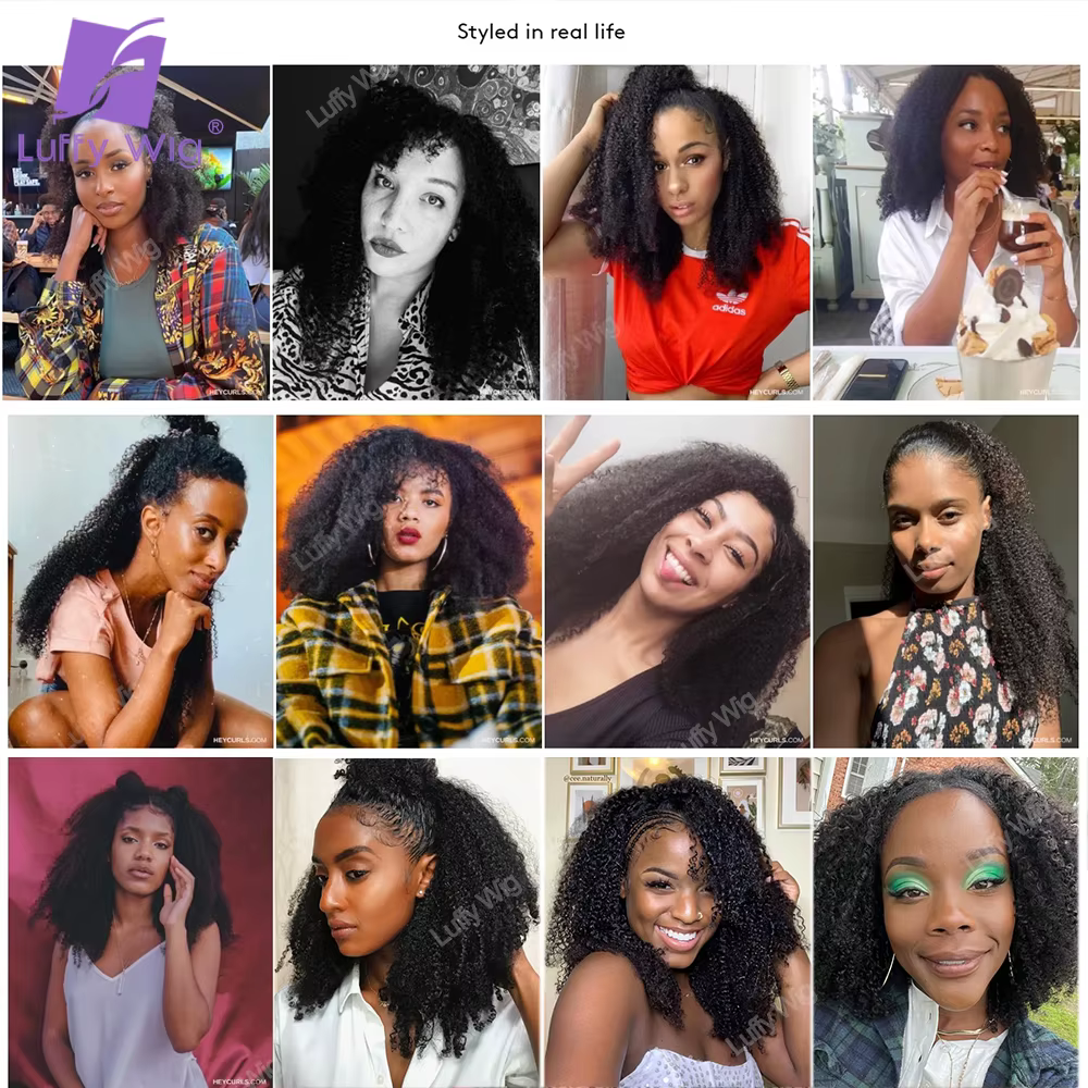 Sans couture pu 3c 4a Afro crépus bouclés pince dans les Extensions de cheveux humains Remy brésilien