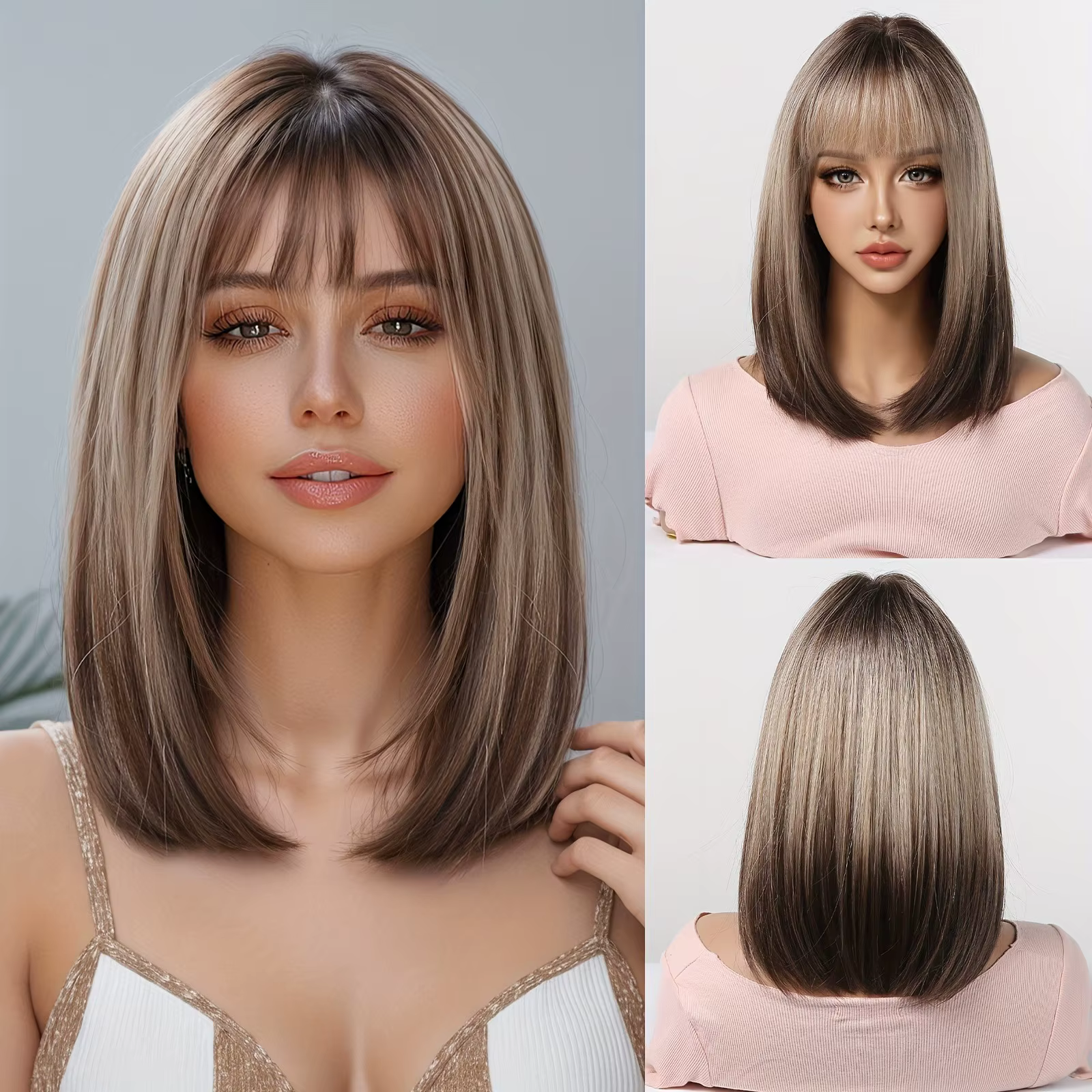 Perruque cheveux raides élégante