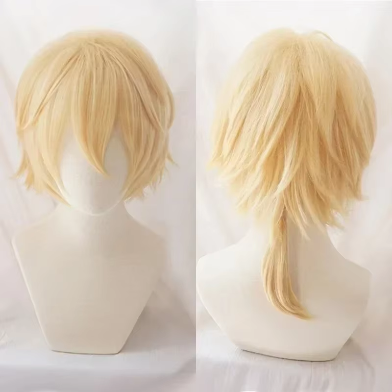 Rin Len Cosplay Rin Len perruque courte blonde résistant à la chaleur cheveux synthétiques Anime