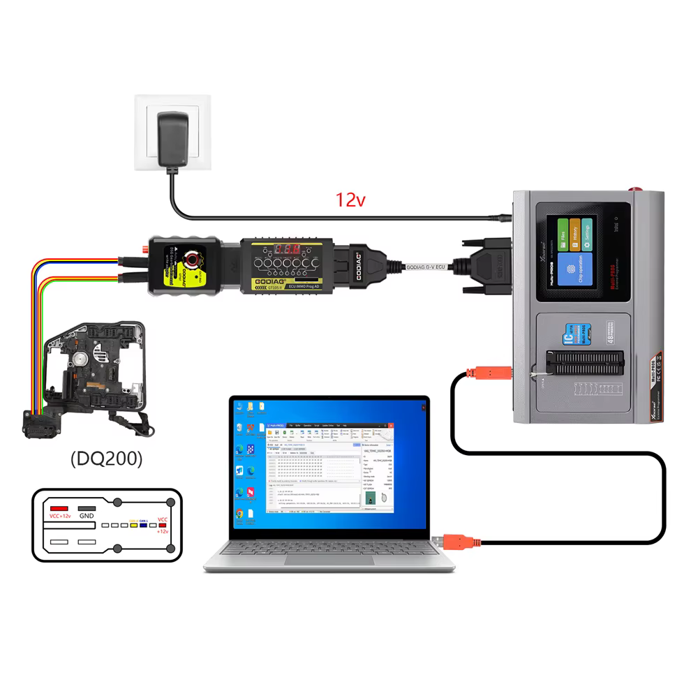 Câble ECU G-V GODIAG pour connecter Xhorse Zagreb TI PROG avec GTknit ou GTknit + GPT BENCH BOOT pour lire et écrire des données