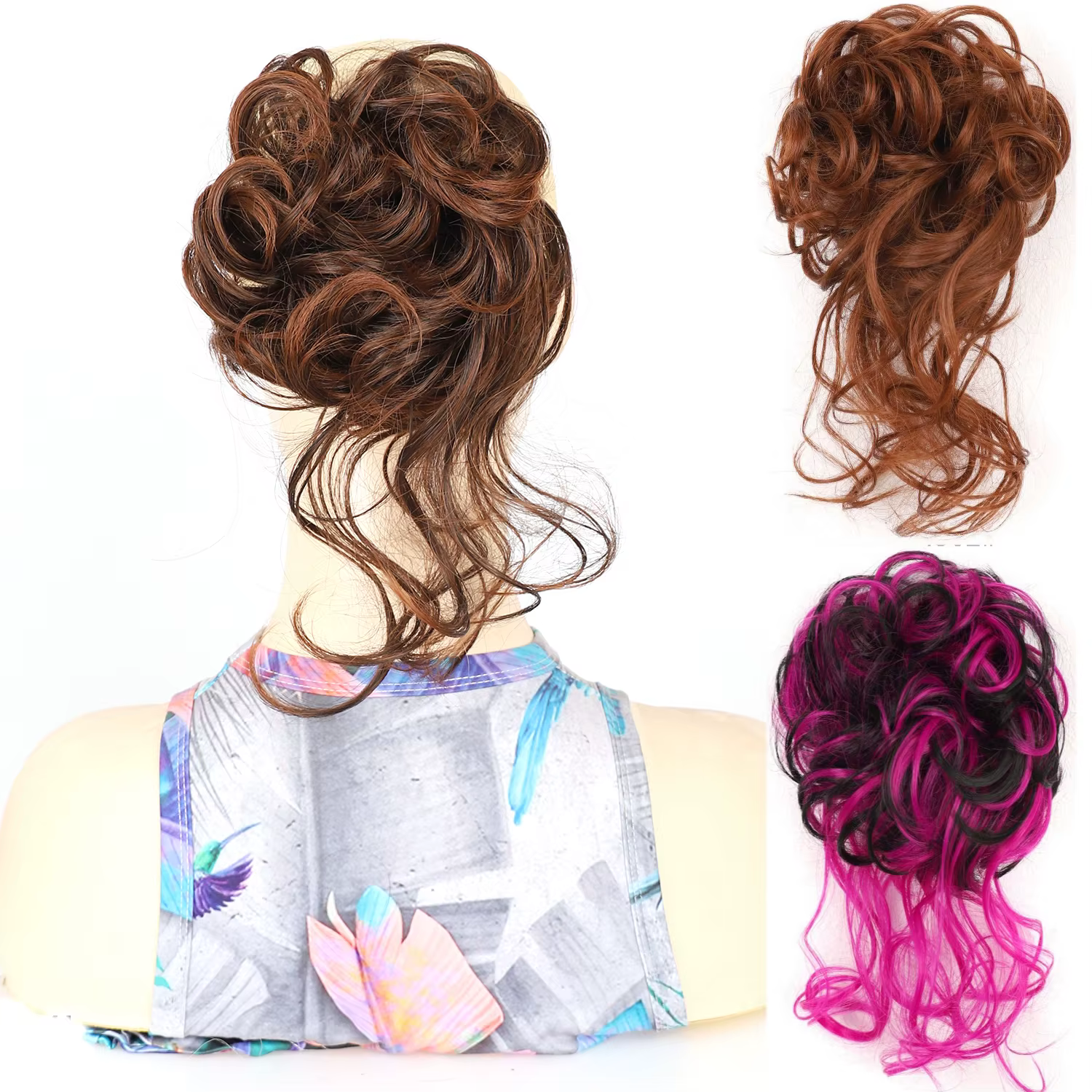 Extension de Chignon synthétique bouclé et désordre pour femmes