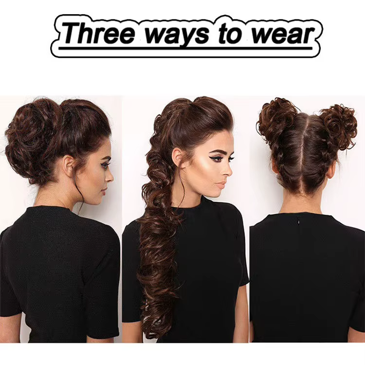 Postiche beignet chignon bouclé et désordonné | Extensions de queue de cheval DIY pour femmes – Accessoires updo