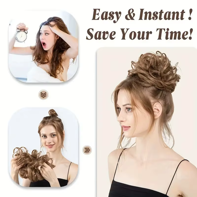 2 pièces femmes réel cheveux humains Chignon
