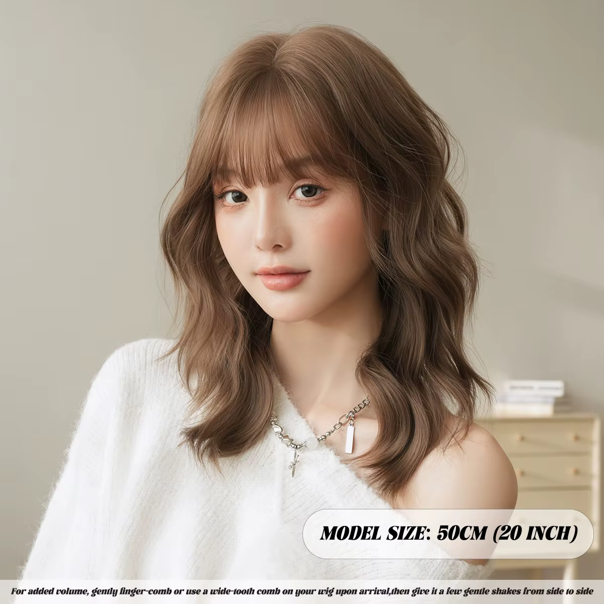 Nouvelle perruque longue ondulée marron clair NAMM
