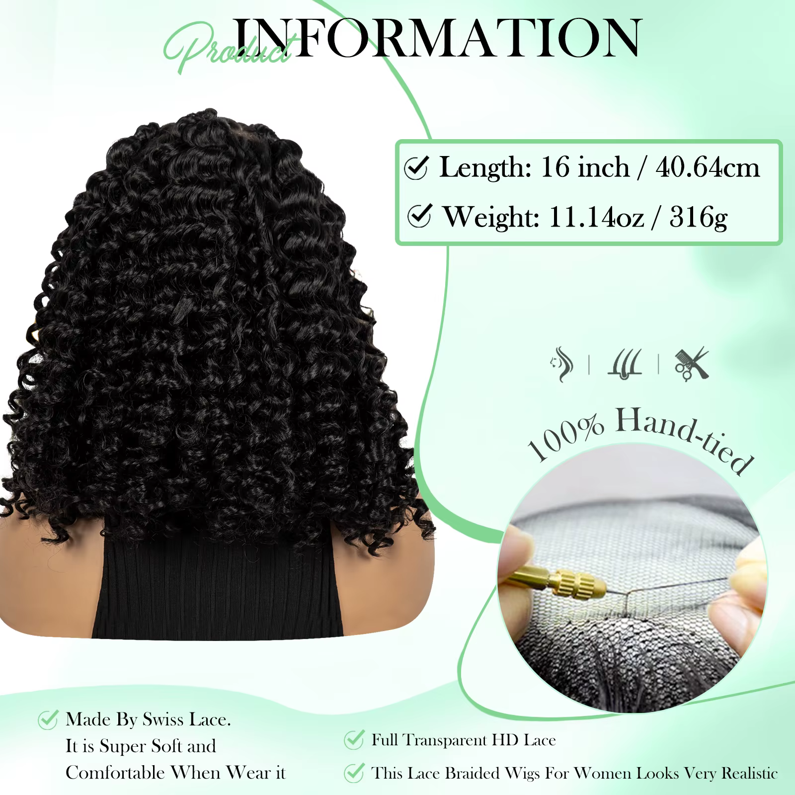 KIMA nouveau Style perruque tressée avec vague d'eau 13x6 dentelle Cornrow