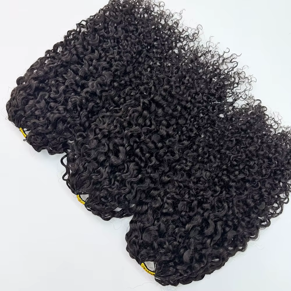 Extensions de cheveux bouclés crépus en plumes