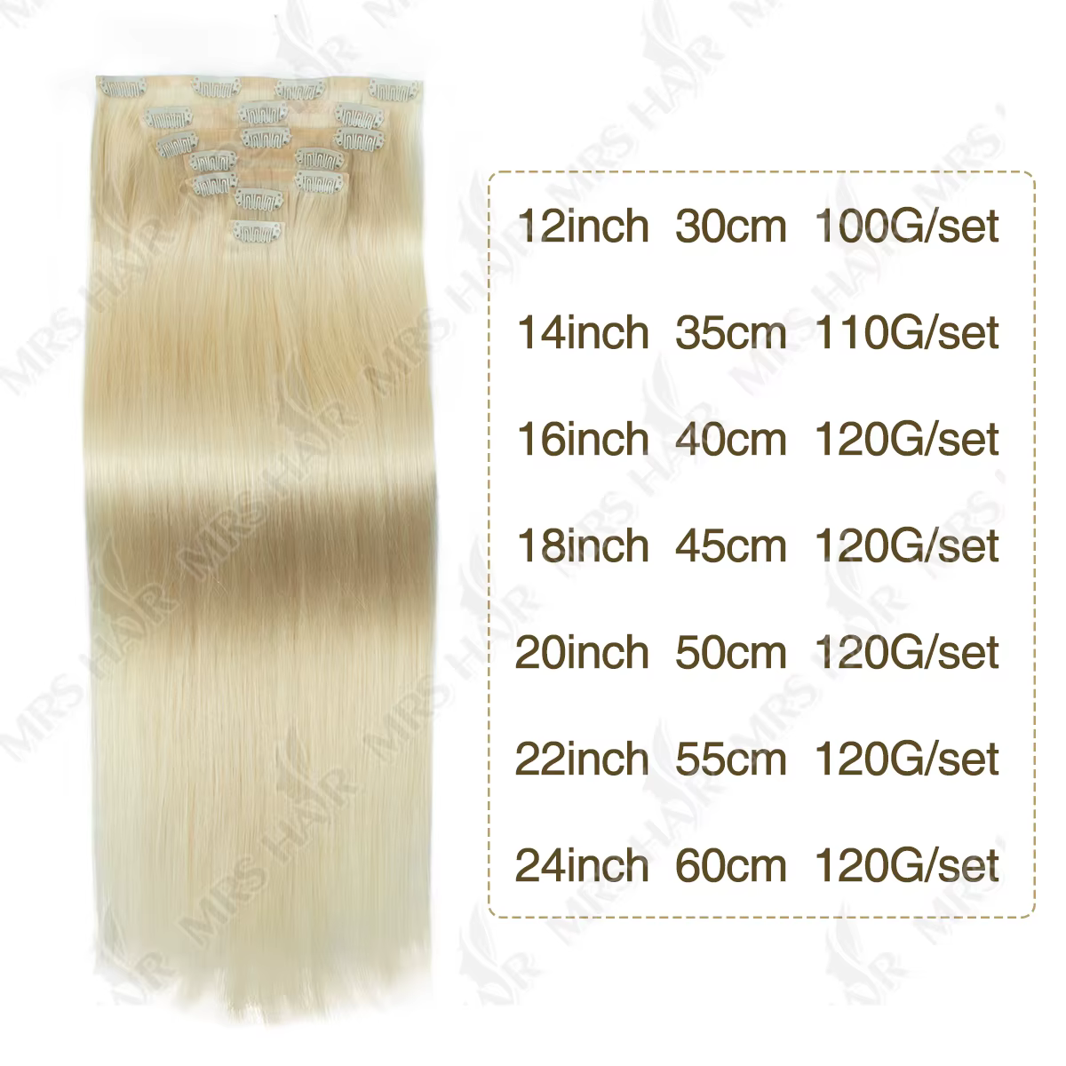 Extensions de cheveux à clipser invisibles blonds