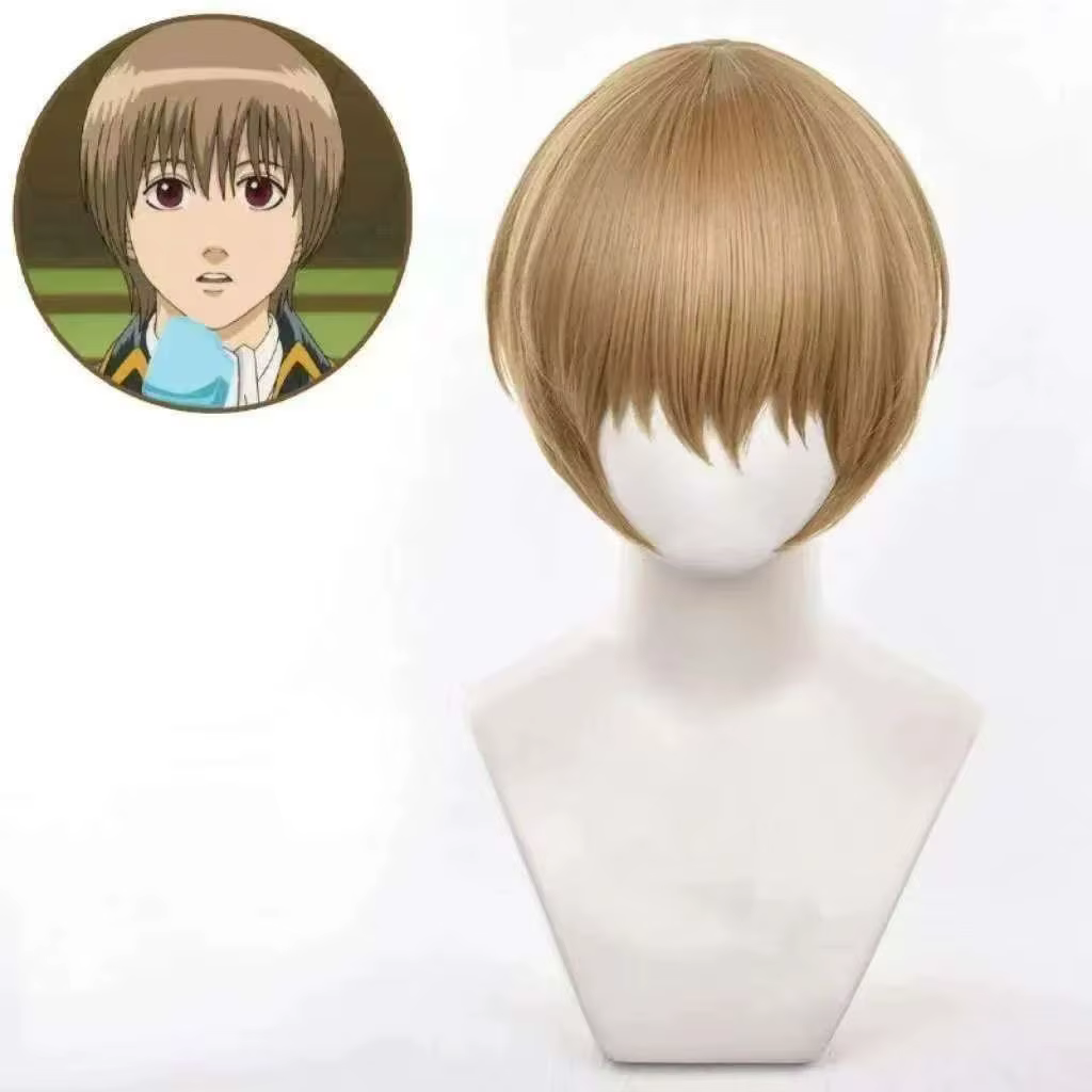 Ensemble de perruques de cosplay Gintama Kagura & Sougo Okita | Pack double avec cuir chevelu réaliste et filet à roses