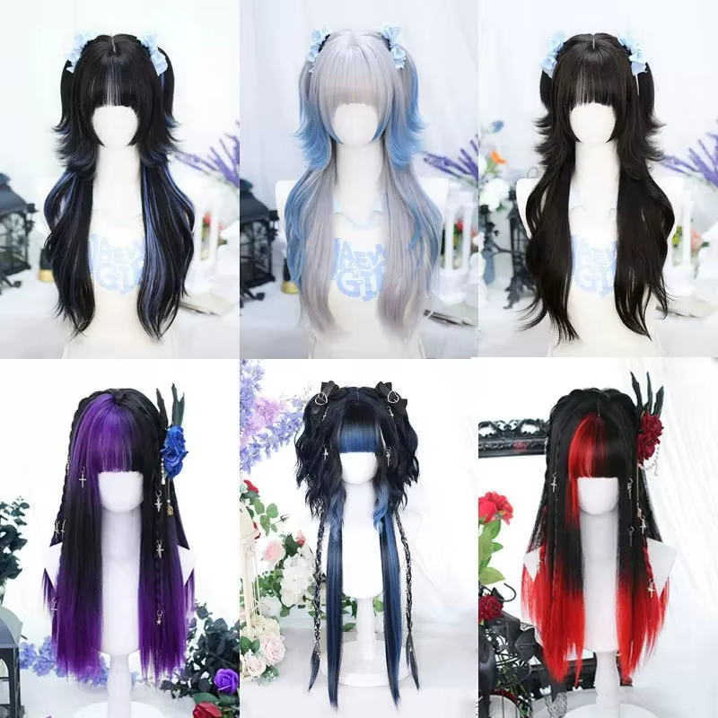 Perruque Lace Front Coupe Wolf Cut - Cheveux Courts Bouclés pour Cosplay Anime avec Frange - Postiche Queue de Loup Style Coréen pour Femme (Pré-épilée)