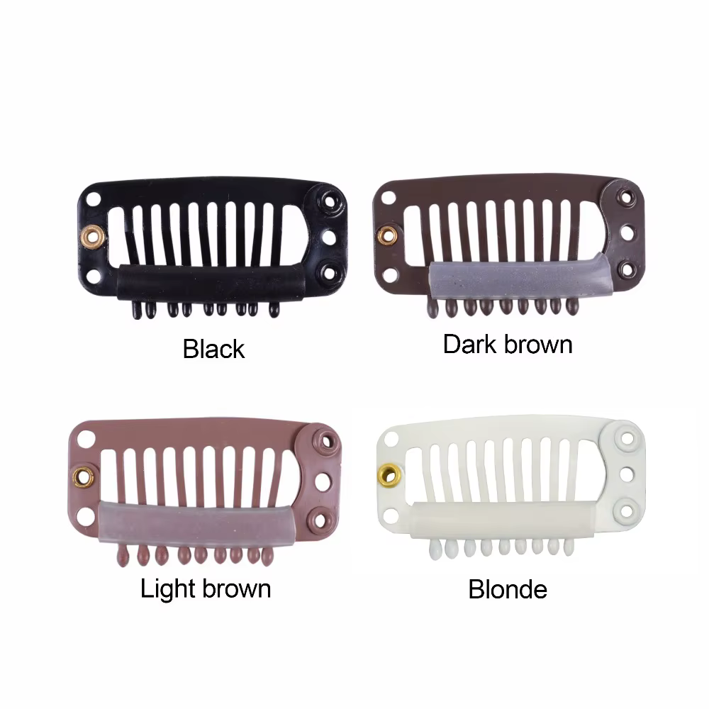 Clips en métal avec dos en silicone pour extensions de cheveux humains