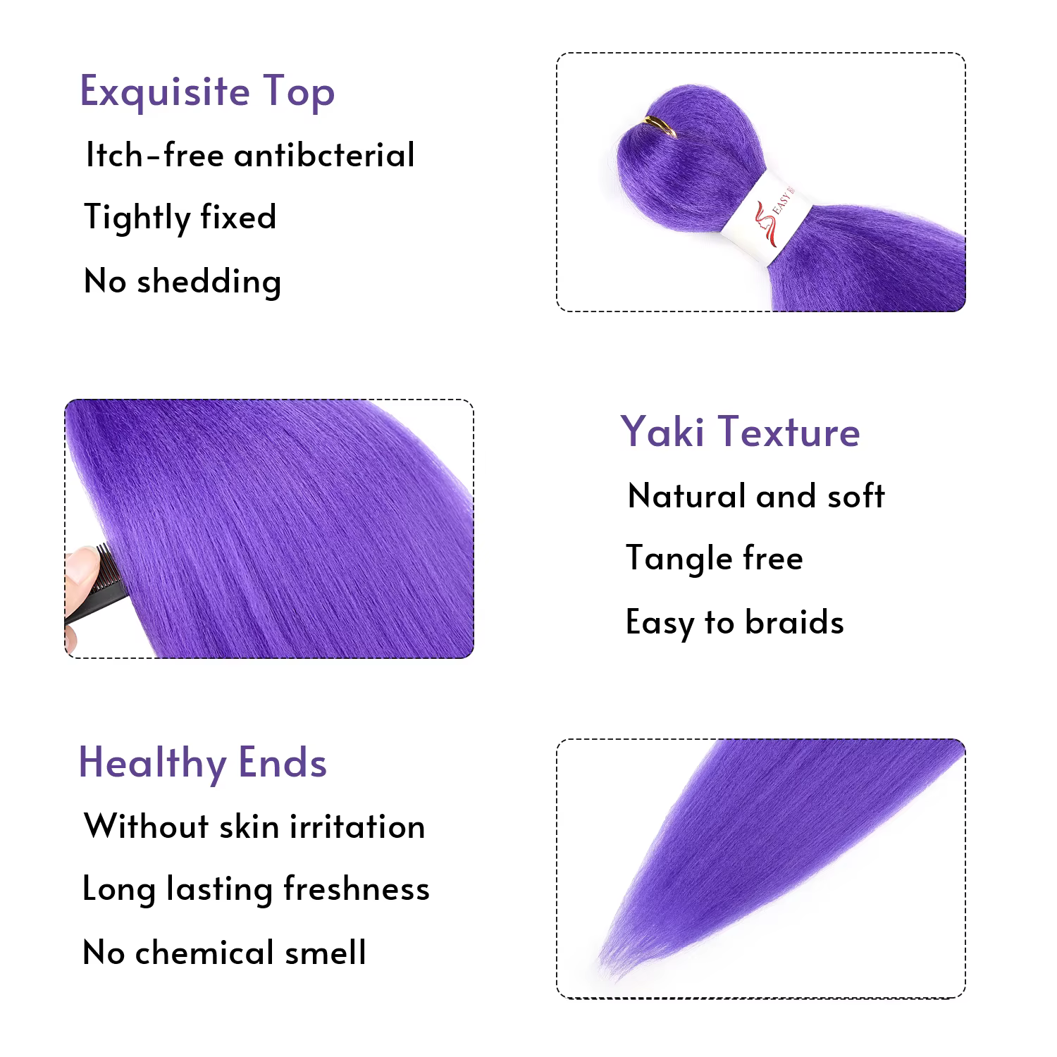 Extensions de cheveux violets 26 pouces de Long