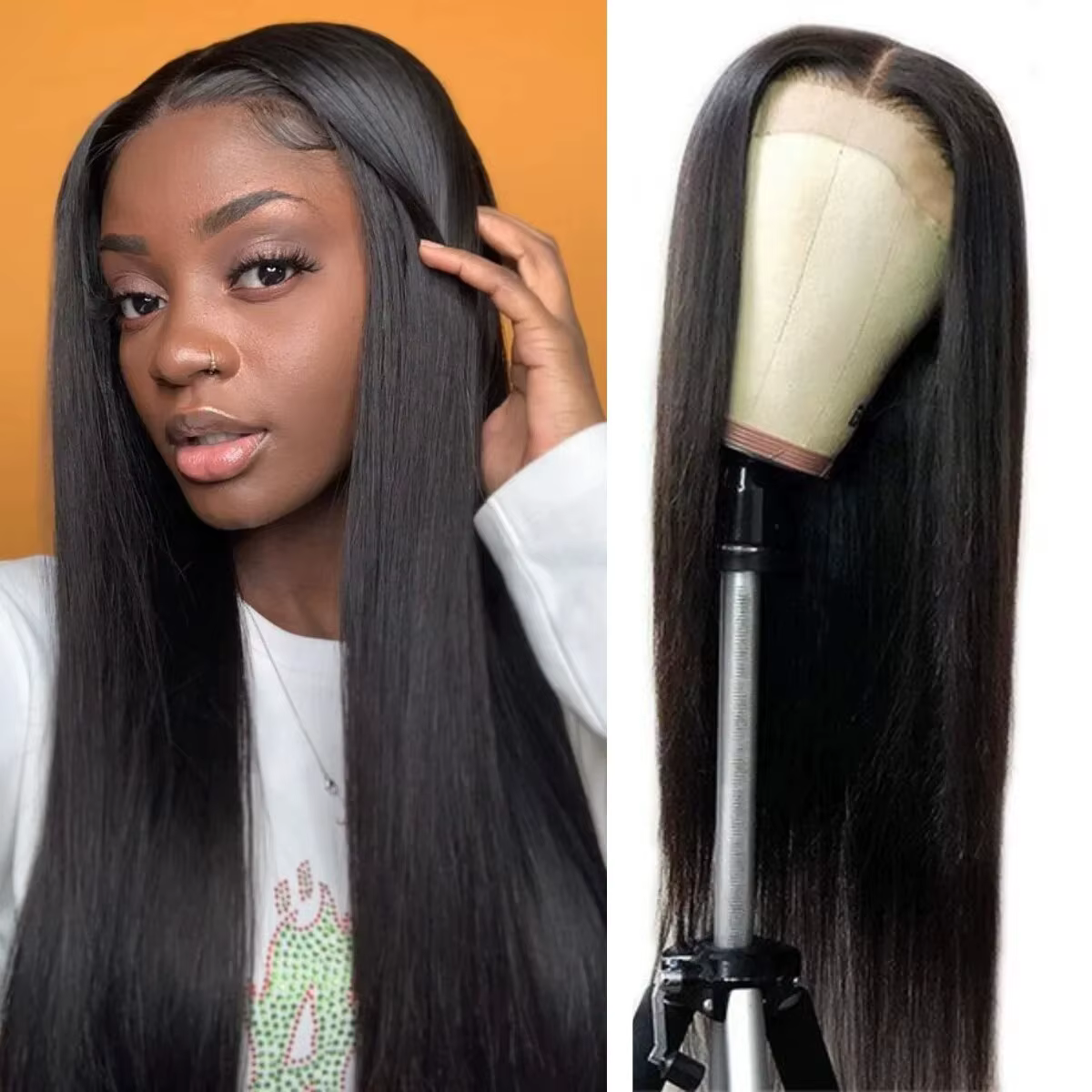 Perruque Lace Front Wig Synthétique HD Sans Colle