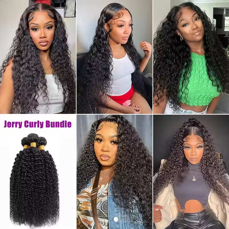 Extensions de cheveux humains brésiliens bouclés crépus non traités 100% naturels Jerry Curly 10-42 pouces 1/3/4 paquets