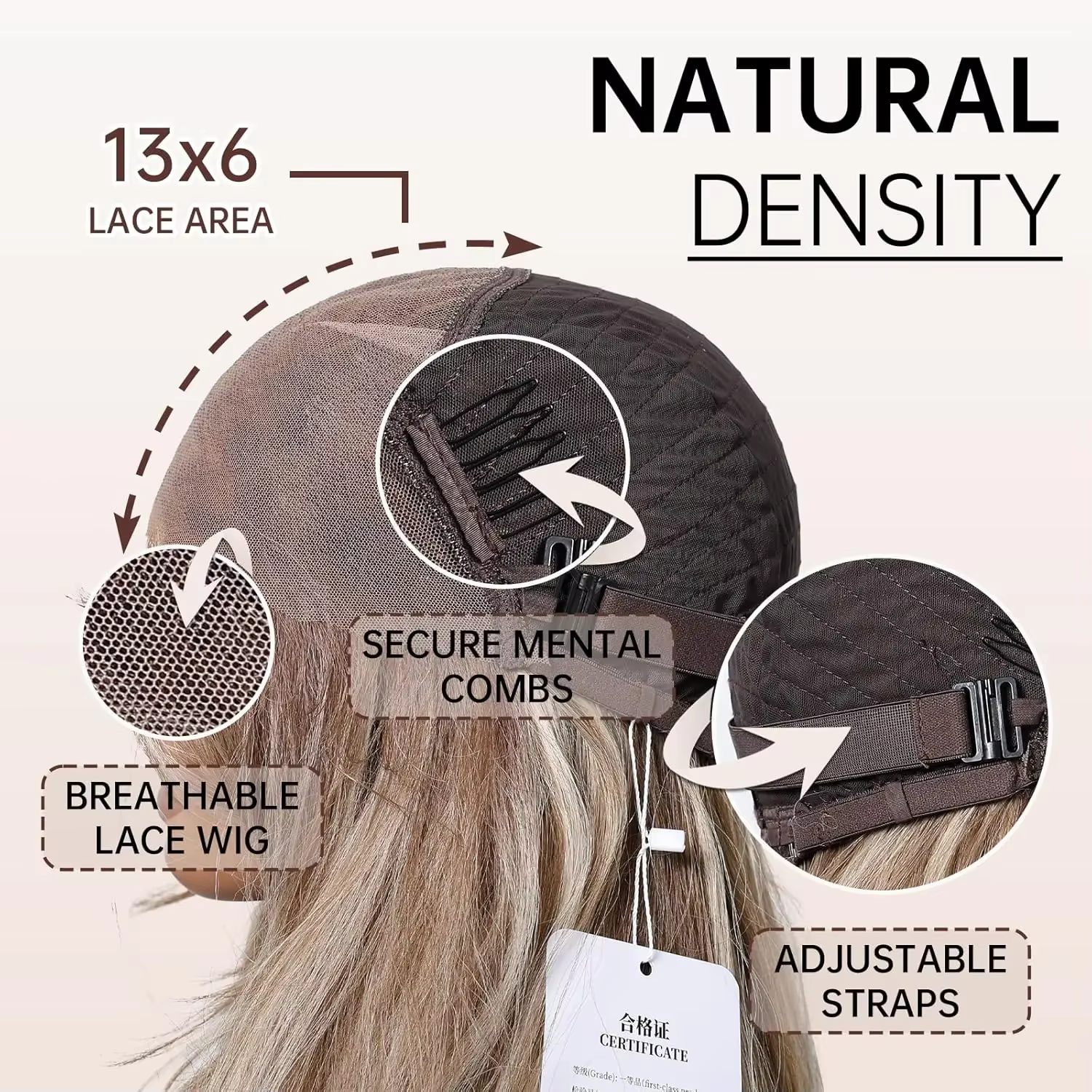DWY – perruque Lace Front Wig synthétique à reflets bruns et blonds, longue et ondulée, 13x6, avec raie libre, naturelle, résistante à la chaleur, pour femmes