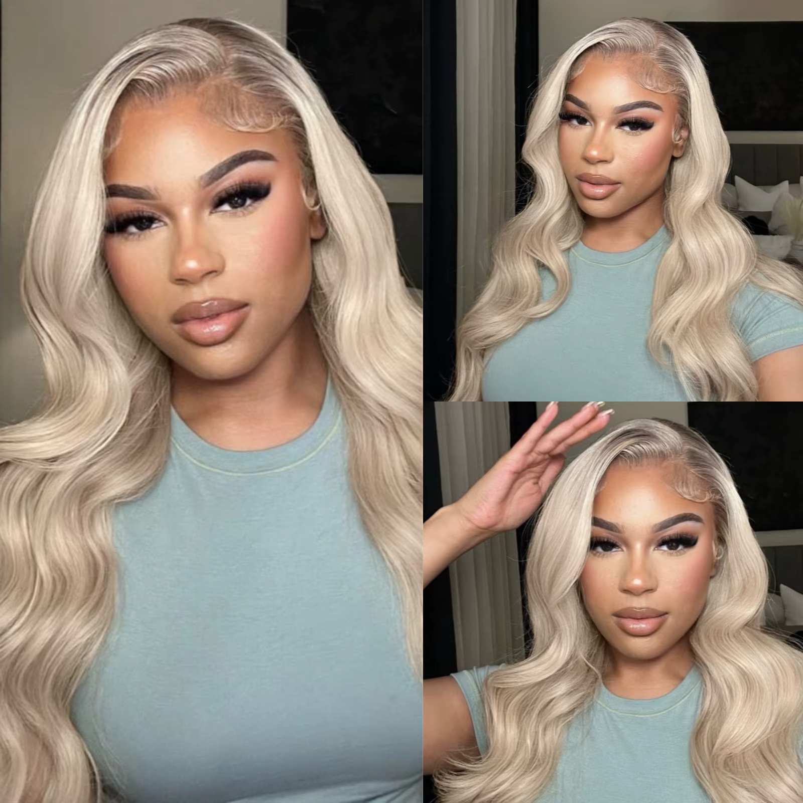 Perruque longue blonde brune ombrée pour femme