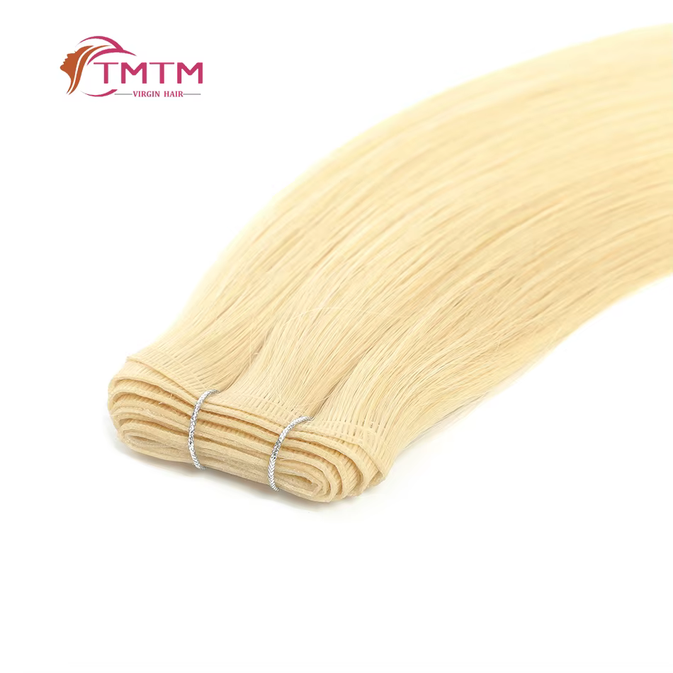 Extensions de cheveux humains vierges à trame plate à coudre