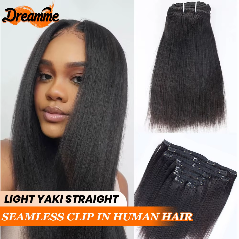 Extensions de cheveux humains Yaki lisses sans couture