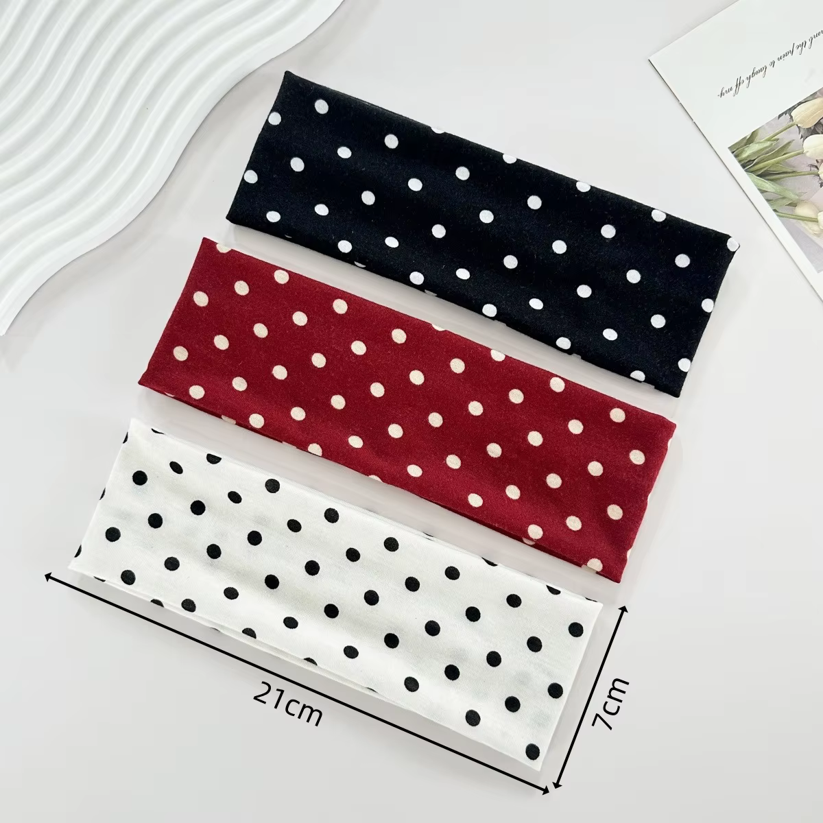 Y2K – bandeau extensible rétro à pois pour femmes et filles