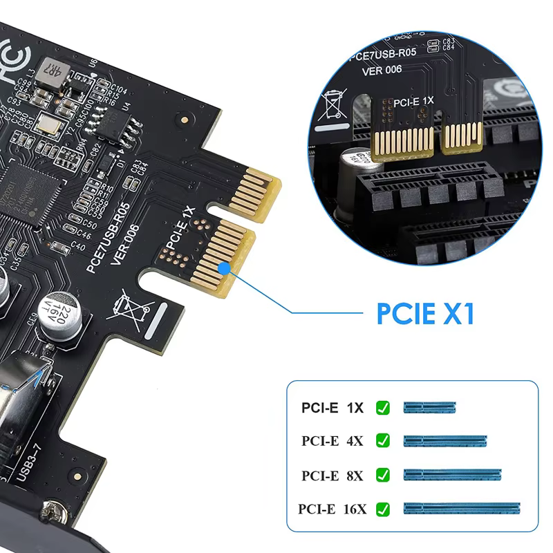 USB3.2 Gen1 5Gbps USB3.0 PCI Express multiplicateur PCI E à 7ports USB 3 Hub adaptateur d'extension carte PCI-E 1X contrôleur pour ordinateur de bureau