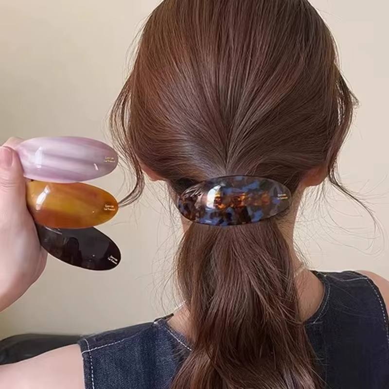 Pince à cheveux ovale vintage coréenne en acétate pour femmes et filles