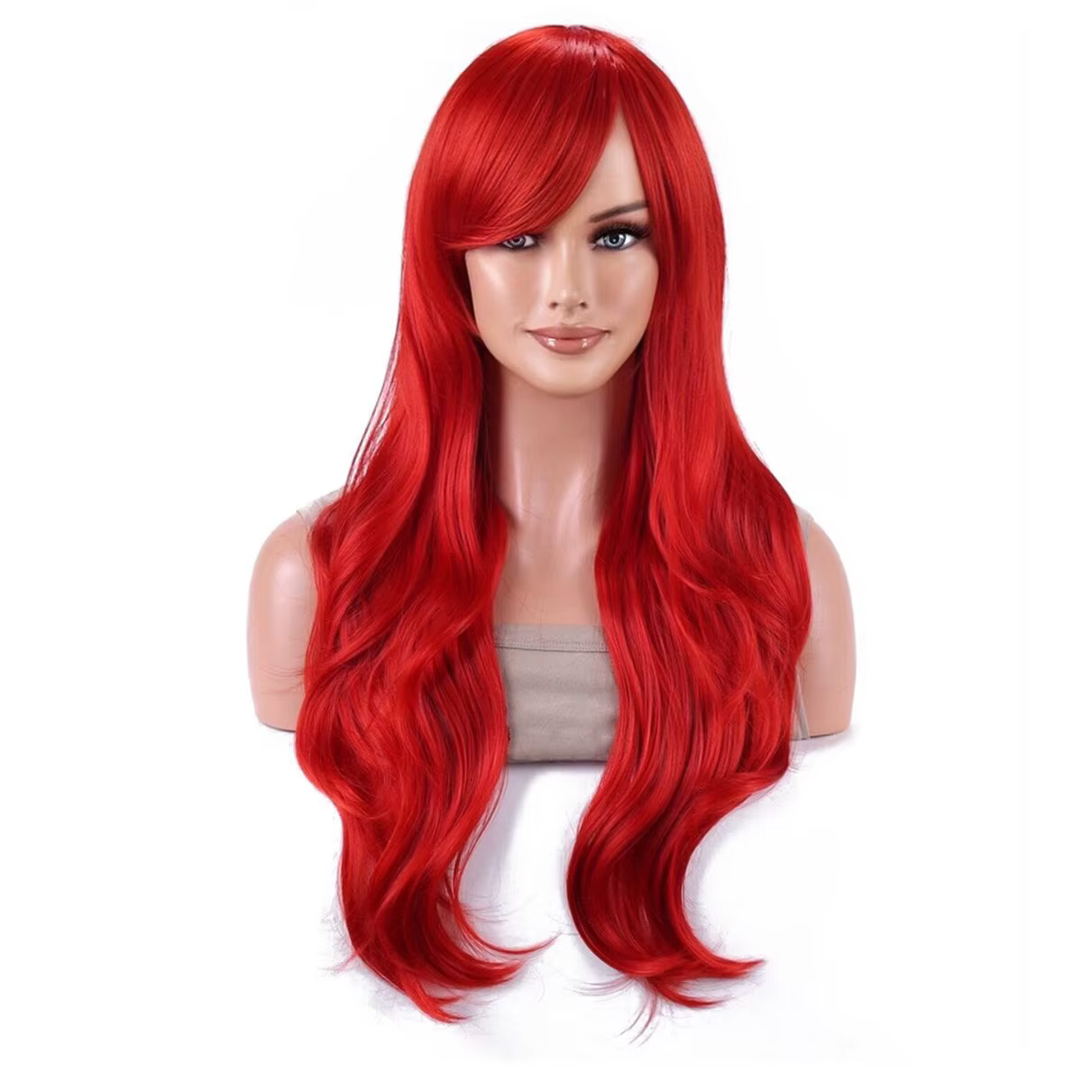 Probeauty perruque sirène synthétique longue rouge bouclée vague de corps