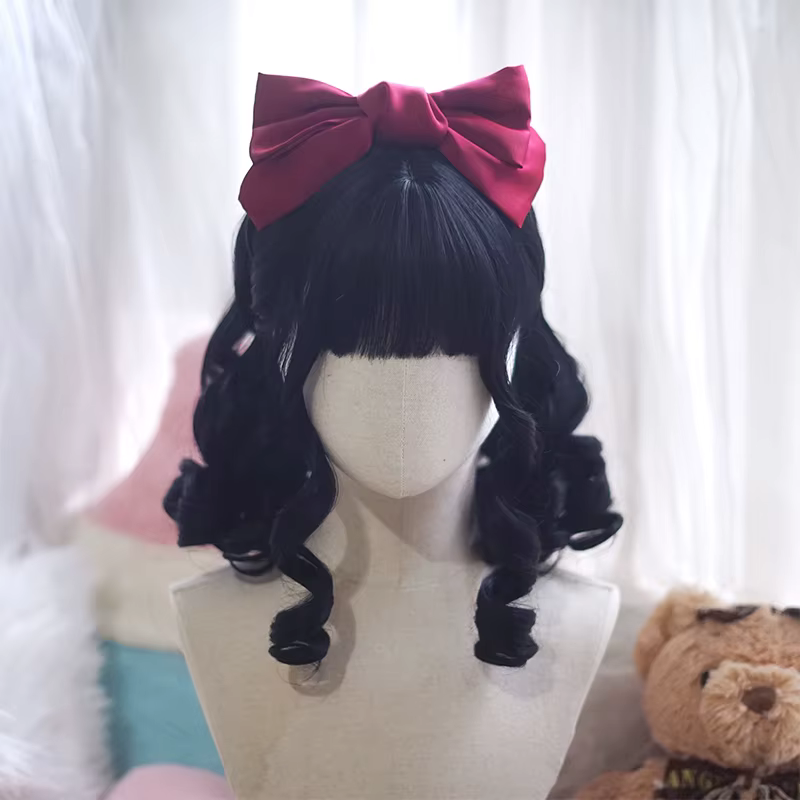 Perruque synthétique Deep Wave style lolita Rose Net de 16 pouces