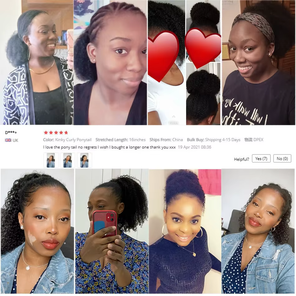 Queue de cheval afro bouclée en cheveux humains avec cordon de serrage