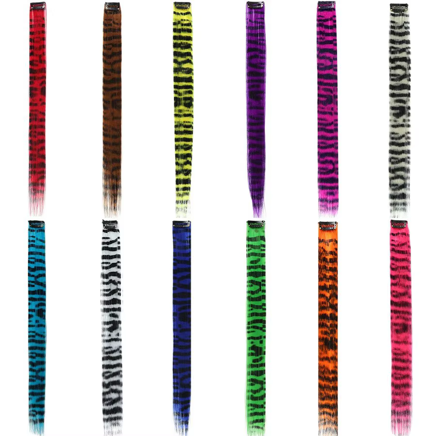 Extensions de cheveux à clipser imprimées à rayures