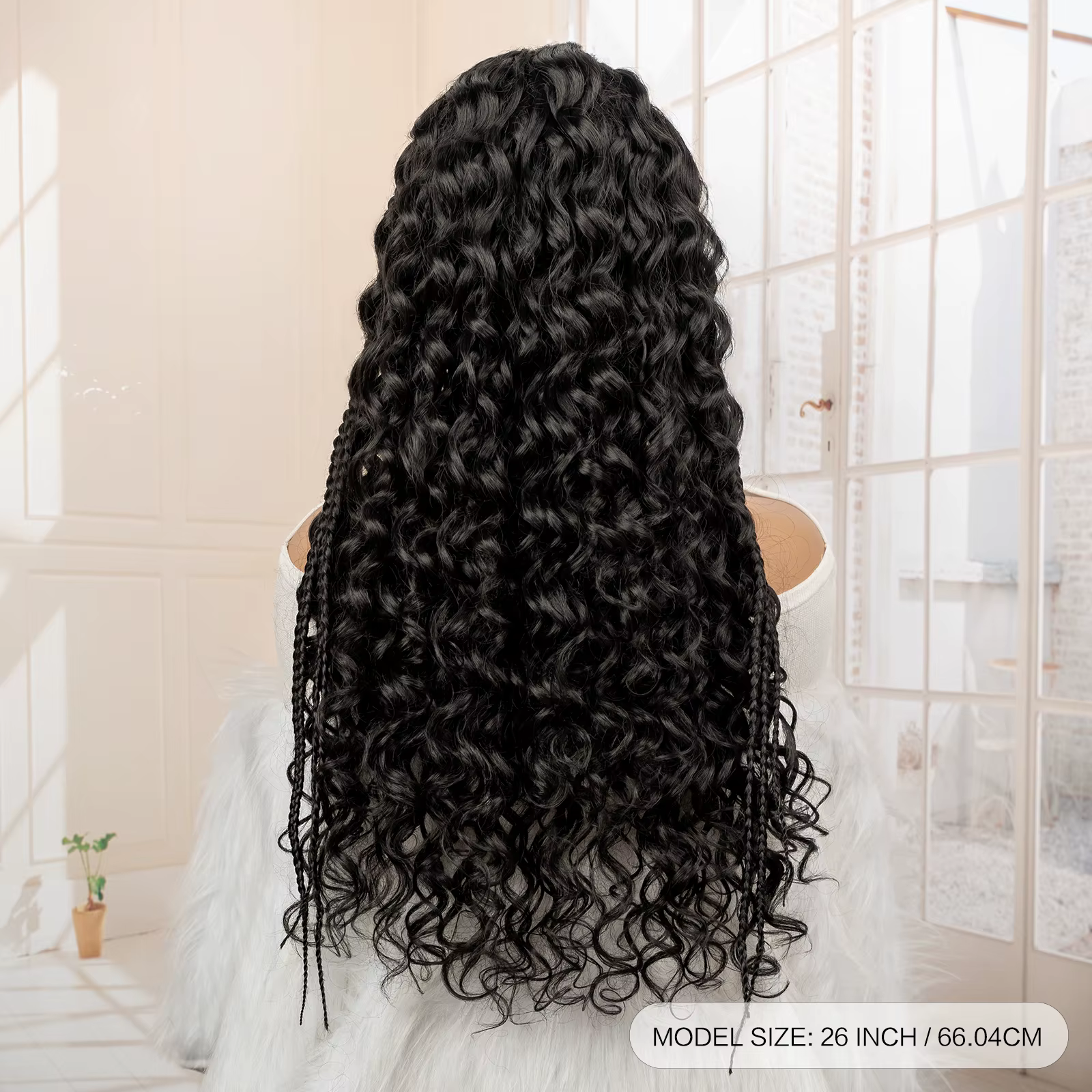 26 pouces synthétique Cornrow tressé perruque 13x6 dentelle frontale bouclés tressage perruque tresses africaines cheveux perruques pour les femmes noires