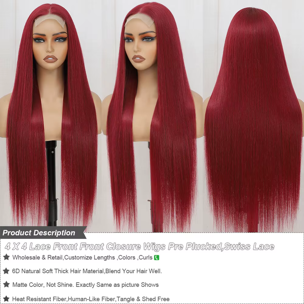 Perruque Lace Wig synthétique lisse 4x4 de 36 pouces