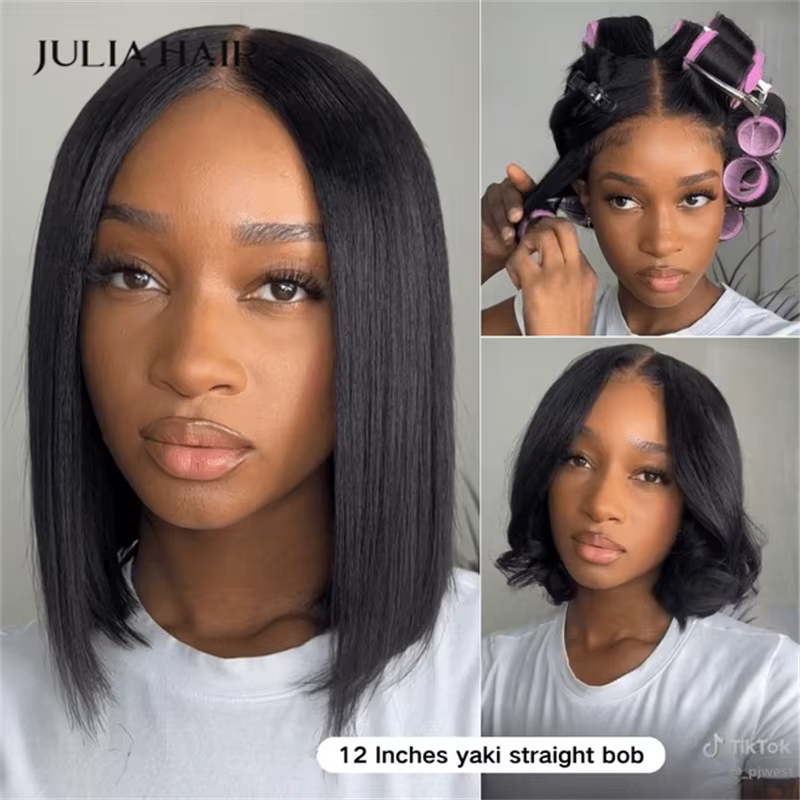 Julia Hair-Perruque Bob droite sans colle Yaki