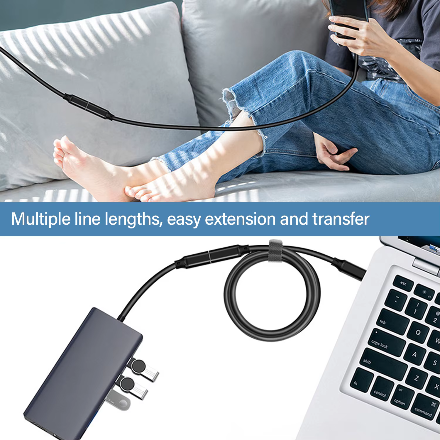 Câble d'extension USB C mâle vers femelle Type C USB3.2 Gen2 10 Gbps 100 W, 2 m, 3 m, 5 m, cordon d'extension de charge rapide pour MacBook Pro Samsung