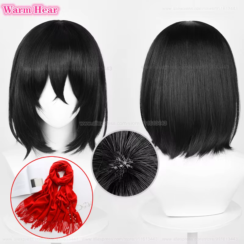 Perruque de Cosplay Mikasa Ackerman pour Adulte