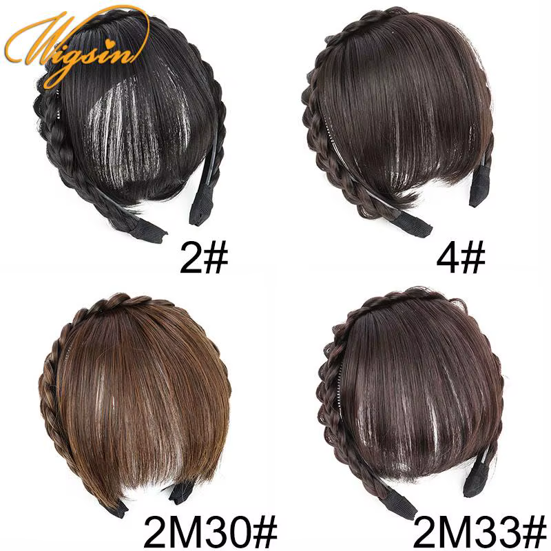 Nouveaux accessoires pour cheveux bandeau synthétique frange à Air perruques avec tresses résistance à la chaleur pince