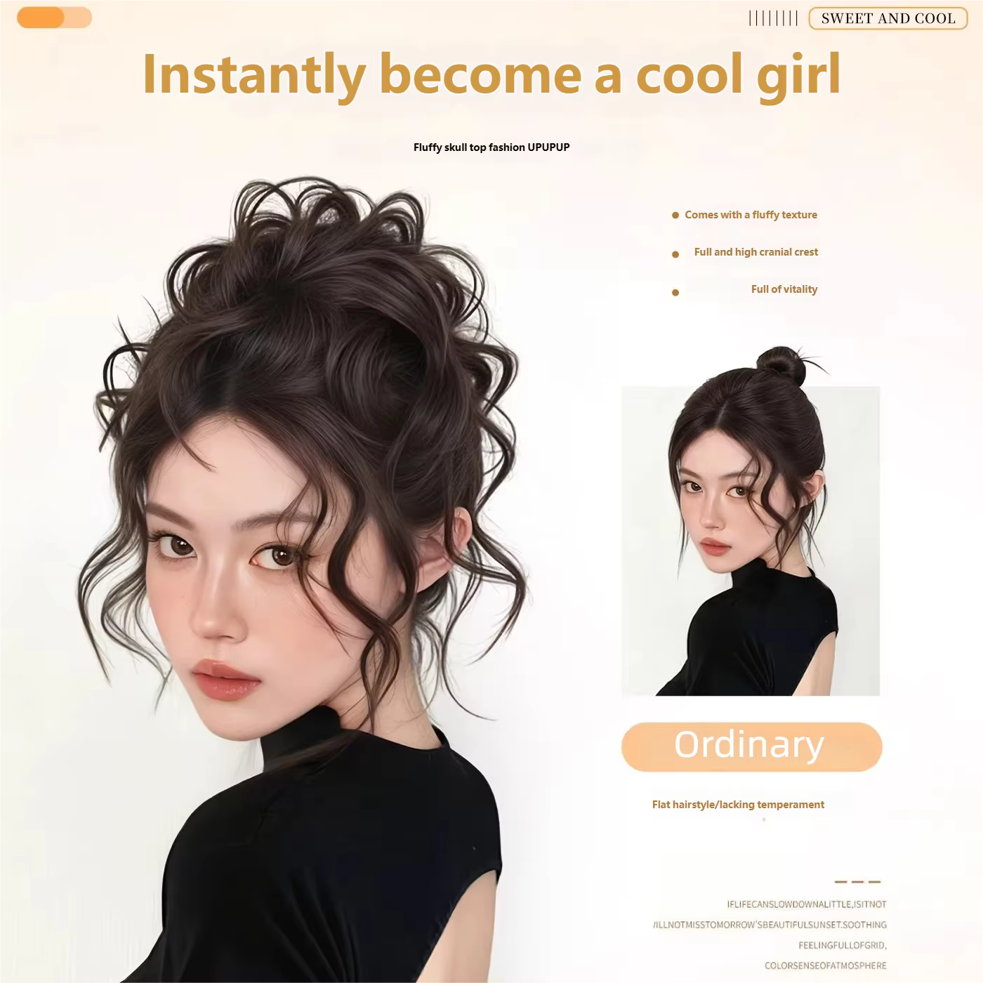 Chignon élégant en laine bouclée synthétique avec élastique