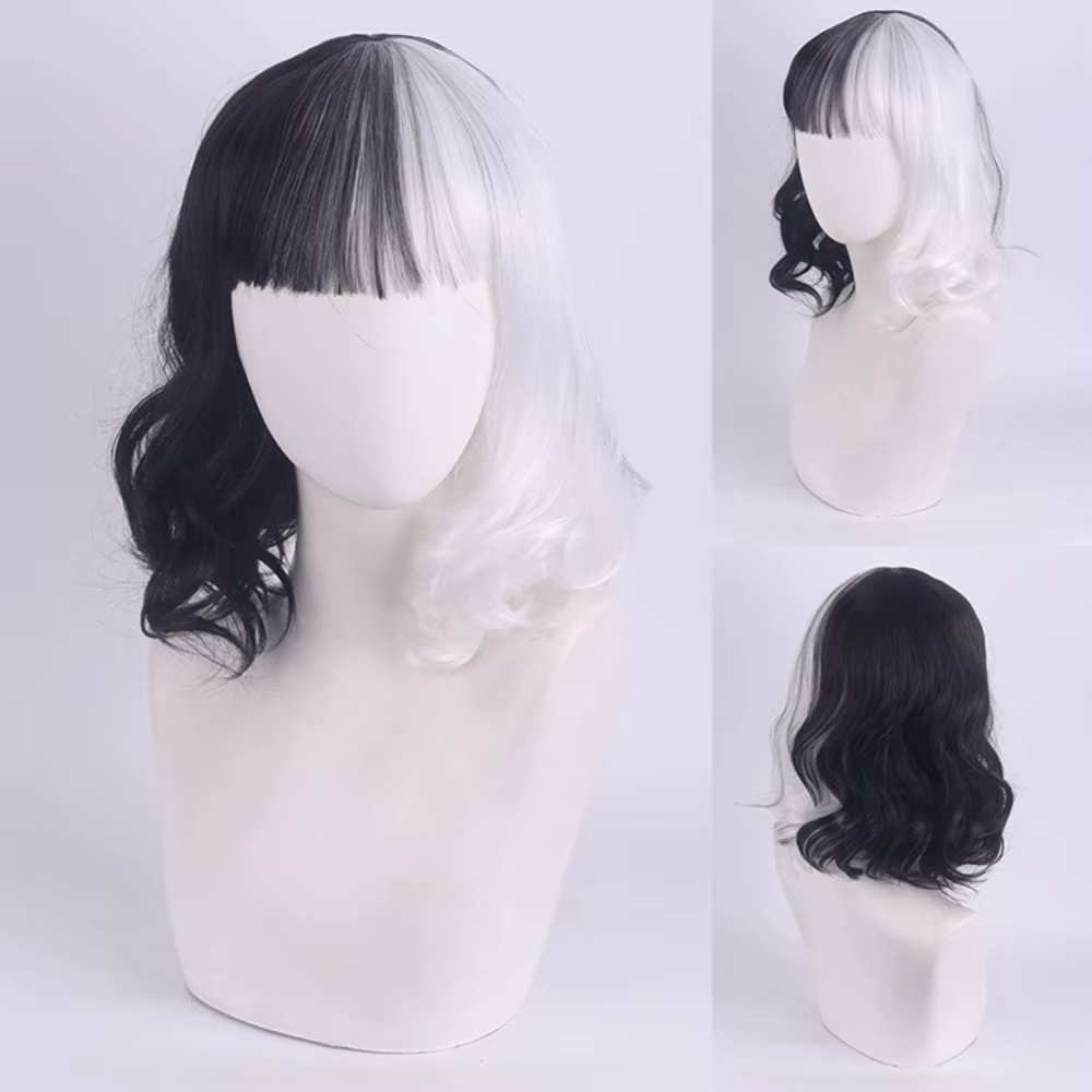 Perruques De Cosplay pour fête d'halloween CRUELLA Deville De Vil