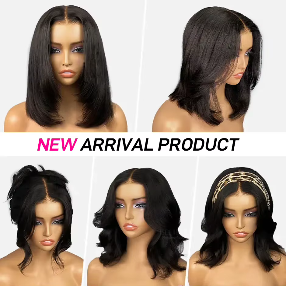 ISEE HAIR 9x6 T partie coupe en couches Bob perruque sans colle Yaki