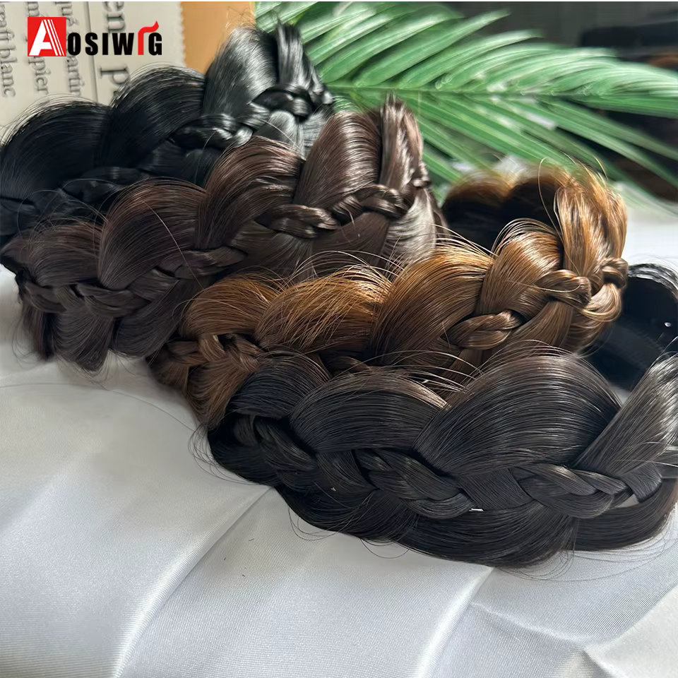 Bandeau tressé en arête de poisson synthétique