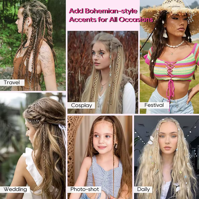 Perruque avec 4 petites tresses et extensions de cheveux pour femmes