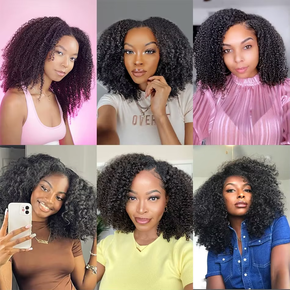 Afro crépus bouclés paquets de cheveux humains affaire brésilienne 1/3