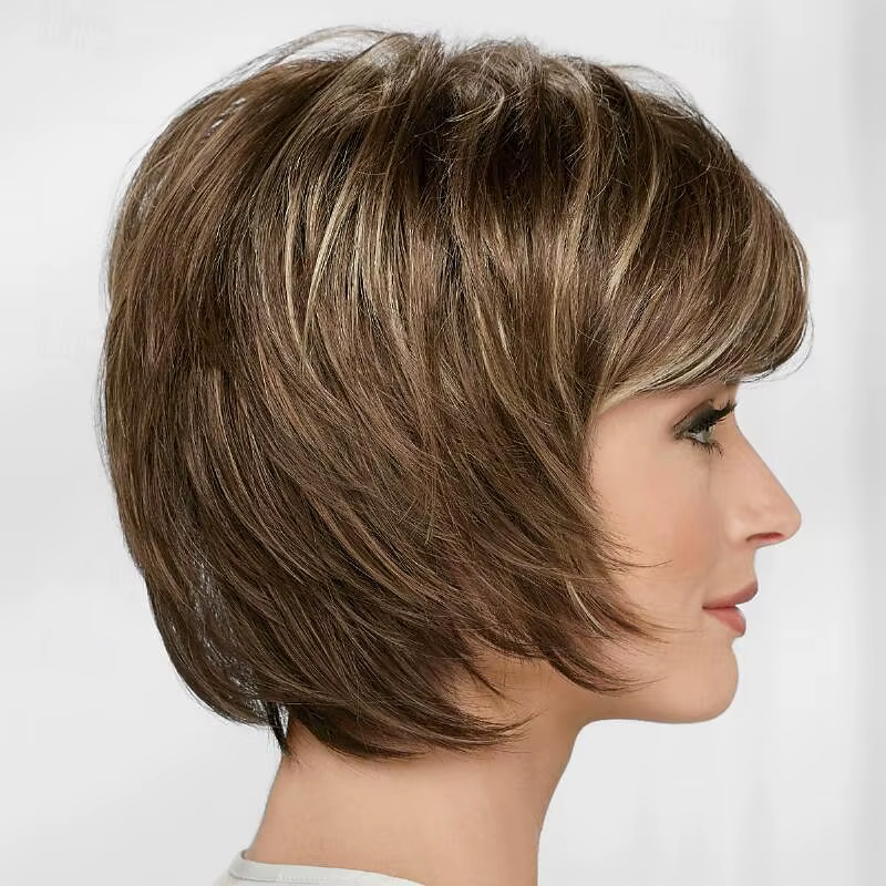 HAIRJOY – perruque synthétique brune courte et lisse pour femmes