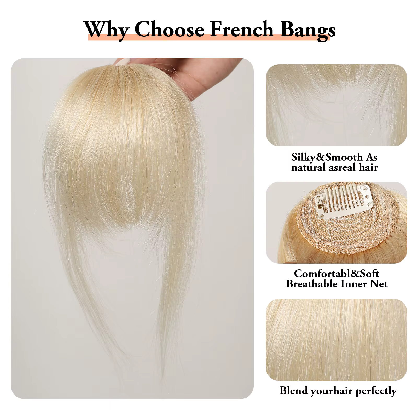 Frange à clipser blonde platine pour femme